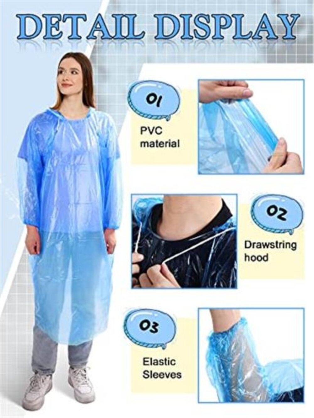 Disposable Rain Ponchos 40 Pack Waterproof Hooded Raincoat Camping Outdoor - Picture 2 of 6